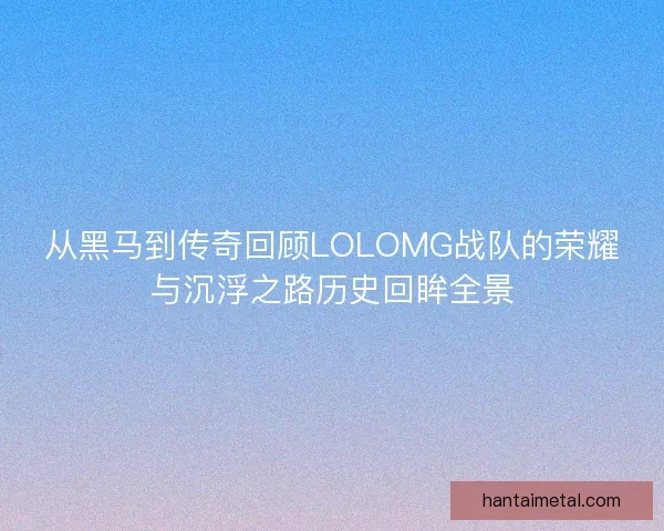 从黑马到传奇回顾LOLOMG战队的荣耀与沉浮之路历史回眸全景